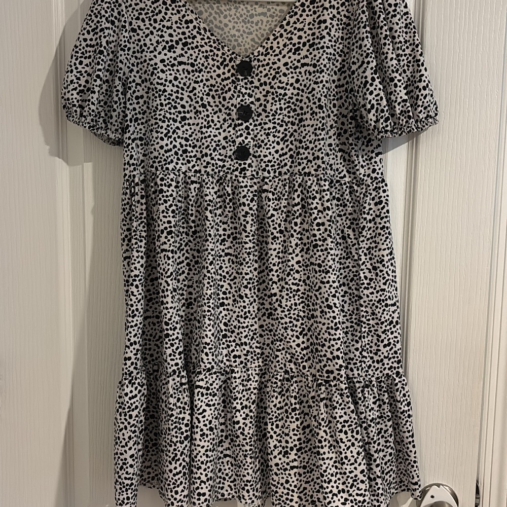 Elegant Black and White Polka Dot Dress